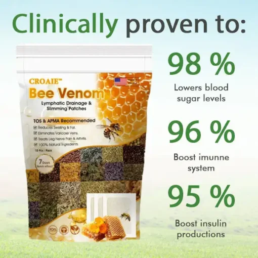 CROAIE™ Bee Venom & Herbal Slimming Foot Patches for Lymphatic Support and Blood Sugar Balance